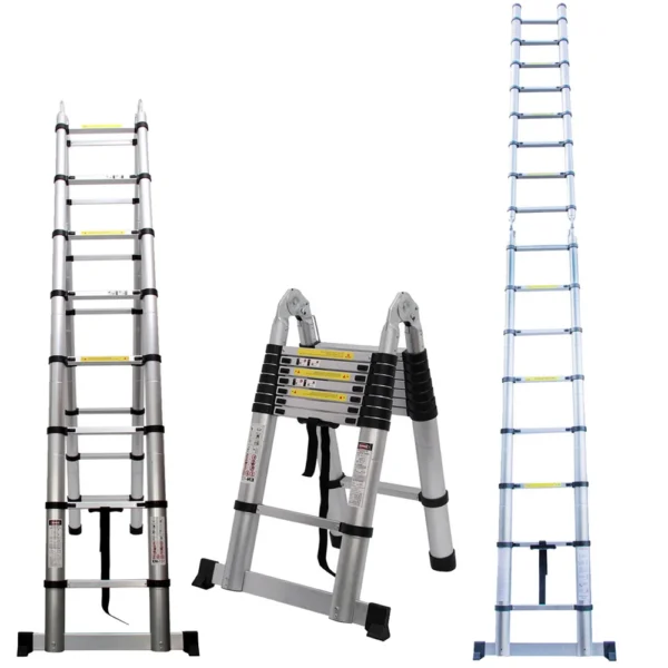 5M Telescopic Folding Ladder with Stabilizer Bar
